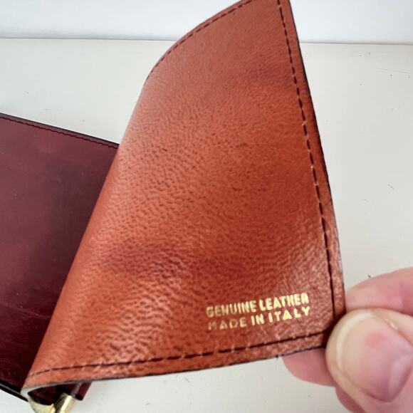 Vintage Bordeaux Leather Billfold Money Clip - Picture 3 of 8